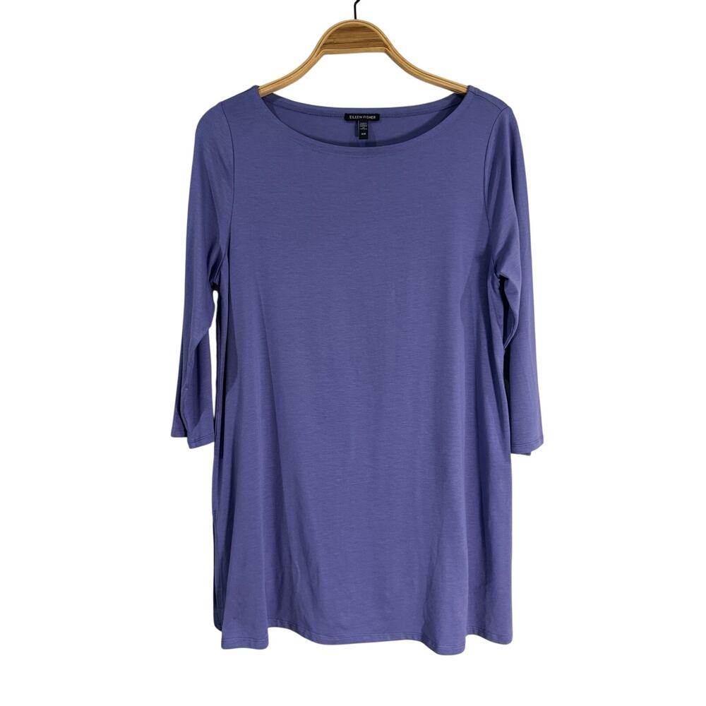 Eileen Fisher Boatneck Purple Tunic Top  Medium